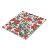 Patroon rode en Paarse papavers Tegeltje (Zijkant)