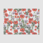 Patroon rode en Paarse papavers Tissuepapier (Voorkant)