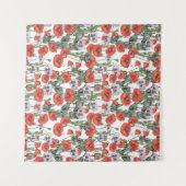 Patroon rode en Paarse papavers Wandkleed (Voorkant (horizontaal))