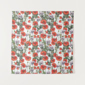 Patroon rode en Paarse papavers Wandkleed (Voorkant)