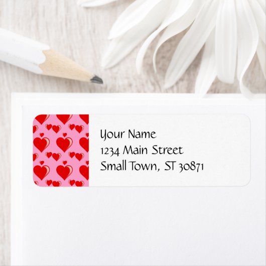 Patroon rode en roze harten Valentijnsdag Etiket (Insitu)