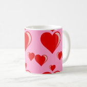 Patroon rode en roze harten Valentijnsdag Koffiemok (Voorkant rechts)