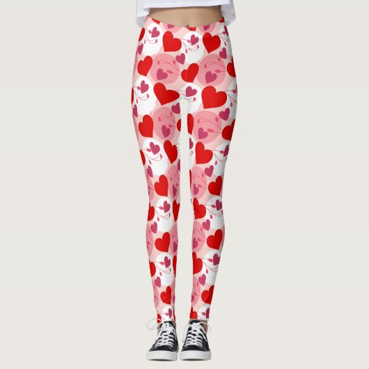 Patroon rode en roze harten Valentijnsdag Leggings (Voorkant)