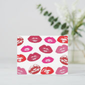 Patroon rode en roze lips briefkaart (Staand voorkant)