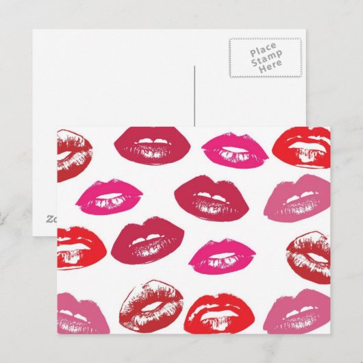 Patroon rode en roze lips briefkaart (Voorkant / Achterkant)