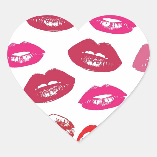 Patroon rode en roze lips hart sticker (Voorkant)