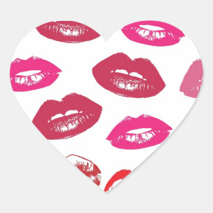 Patroon rode en roze lips hart sticker