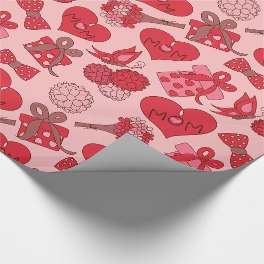 Patroon rode en roze Moederdag Cadeaupapier (Hoek)
