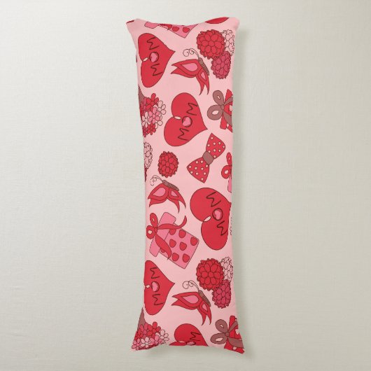 Patroon rode en roze Moederdag Lichaamskussen (Voorkant Verticaal)