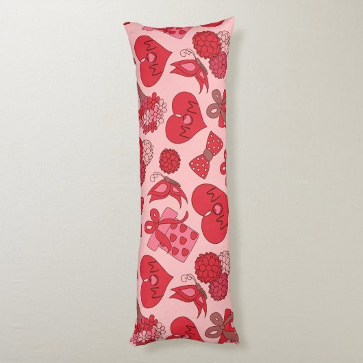 Patroon rode en roze Moederdag Lichaamskussen (Achterkant (Verticaal))