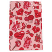 Patroon rode en roze Moederdag Medium Cadeauzakje (Voorkant)