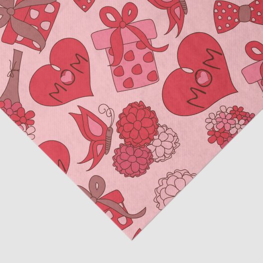 Patroon rode en roze Moederdag Tissuepapier (Detail)