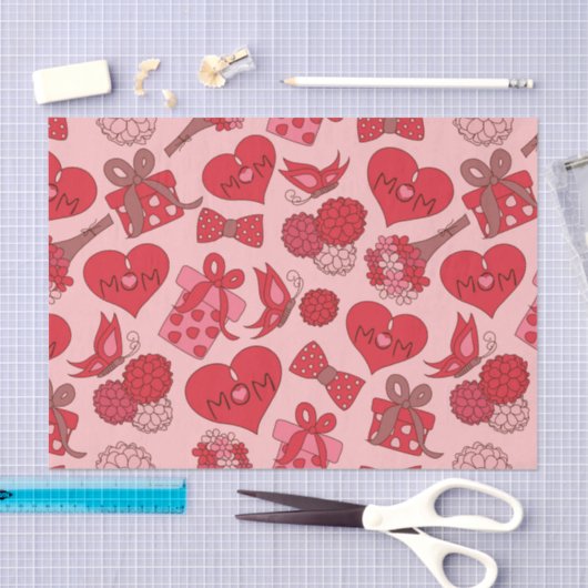 Patroon rode en roze Moederdag Tissuepapier (Craft)