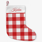 Patroon rode en witte buffels kleine kerstsok (Voorkant)