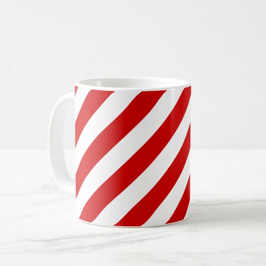 Patroon rode en witte diagonale strepen koffiemok (Voorkant links)
