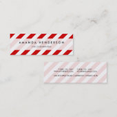 Patroon rode en witte diagonale strepen mini visitekaartje (Voorkant / Achterkant)