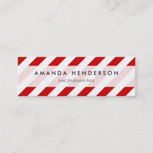 Patroon rode en witte diagonale strepen mini visitekaartje