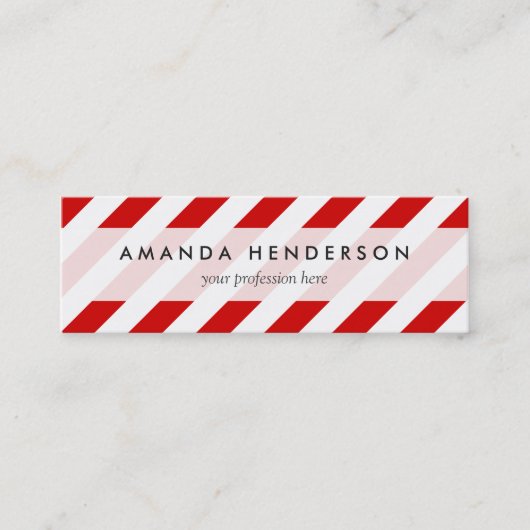 Patroon rode en witte diagonale strepen mini visitekaartje (Voorkant)