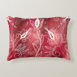 Patroon rode en witte flora accent kussen