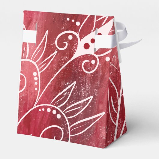 Patroon rode en witte flora bedankdoosjes (Achterkant)