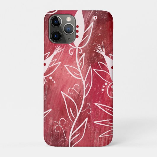 Patroon rode en witte flora Case-Mate iPhone case (Achterkant)