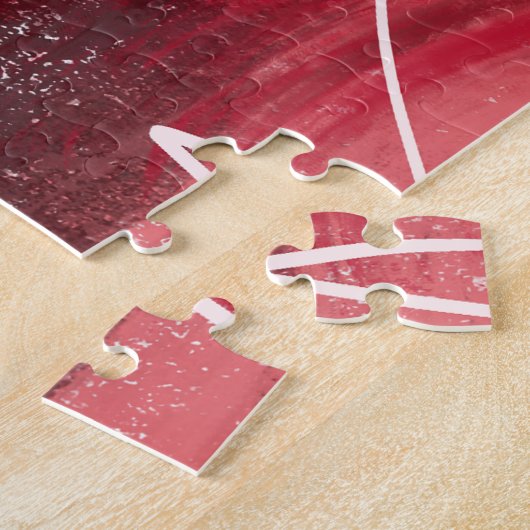 Patroon rode en witte flora legpuzzel (Zijkant)