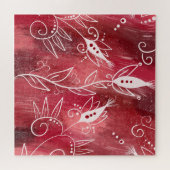 Patroon rode en witte flora legpuzzel (Horizontaal)