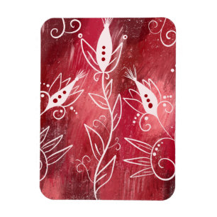 Patroon rode en witte flora magneet