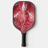 Patroon rode en witte flora pickleball paddle (Achterkant)