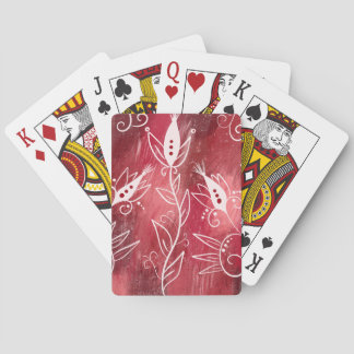 Patroon rode en witte flora pokerkaarten