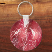 Patroon rode en witte flora sleutelhanger (Voorkant)