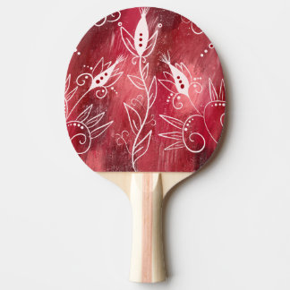 Patroon rode en witte flora tafeltennisbatje