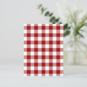 Patroon rode en witte gingham briefkaart (Staand voorkant)