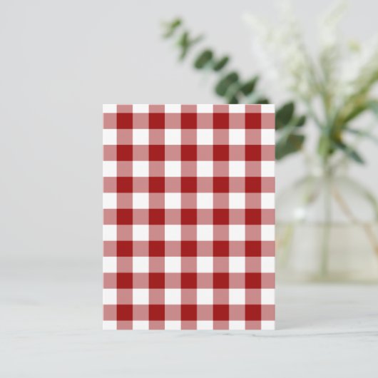 Patroon rode en witte gingham briefkaart (Staand voorkant)