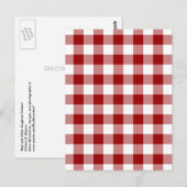 Patroon rode en witte gingham briefkaart (Voorkant / Achterkant)