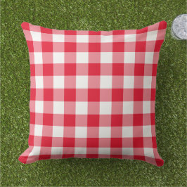 Patroon rode en witte gingham buitenkussen