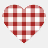 Patroon rode en witte gingham hart sticker (Voorkant)