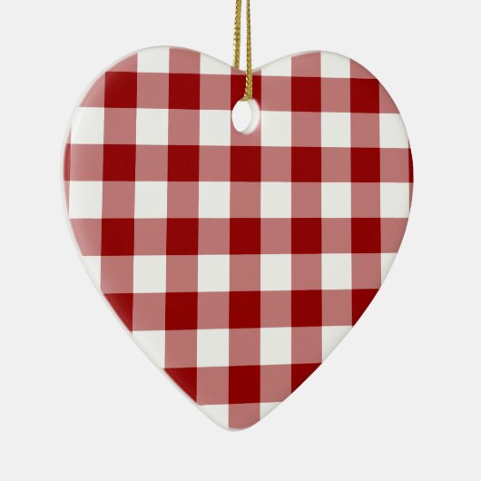 Patroon rode en witte gingham keramisch ornament (Rechts)