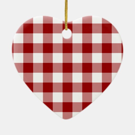 Patroon rode en witte gingham keramisch ornament (Achterkant)