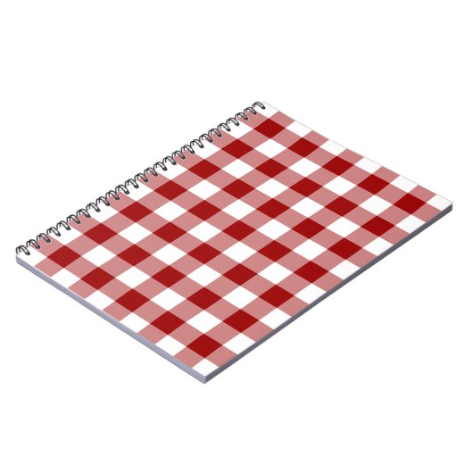 Patroon rode en witte gingham notitieboek (Linkerzijde)