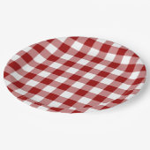 Patroon rode en witte gingham papieren bordje (Gekanteld)