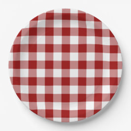 Patroon rode en witte gingham papieren bordje