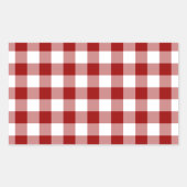 Patroon rode en witte gingham rechthoekige sticker (Voorkant)