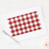 Patroon rode en witte gingham rechthoekige sticker (Envelop)