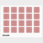 Patroon rode en witte gingham vierkante sticker (Vel)