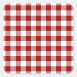 Patroon rode en witte gingham vierkante sticker
