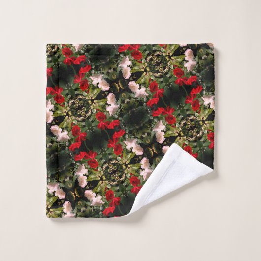 Patroon rode en witte Rozen Bad Handdoek (Wasdoekje)