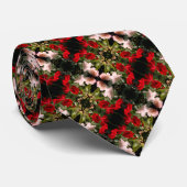 Patroon rode en witte Rozen Stropdas (Opgerold)