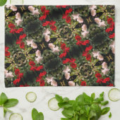 Patroon rode en witte Rozen Theedoek (Gevouwen)