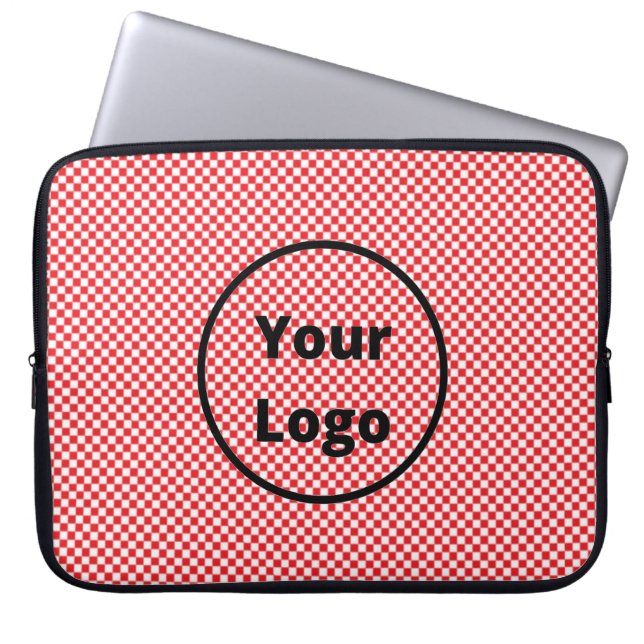 Patroon rode en witte schaakplaat laptop sleeve (Voorkant)